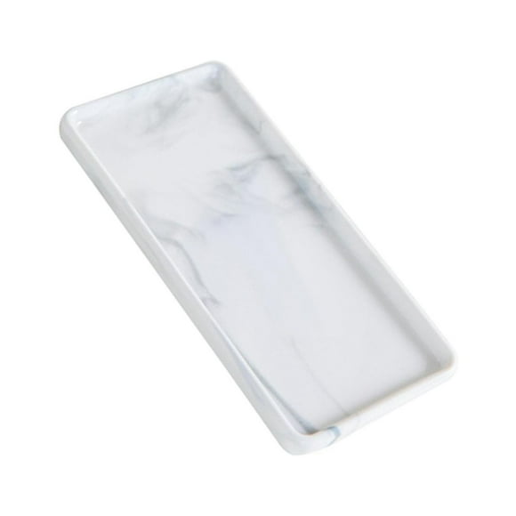 Bandeja de tocador de baño de cerámica Inteprter elegante rectangular clásico para comedor boda hogar Gris pequeño