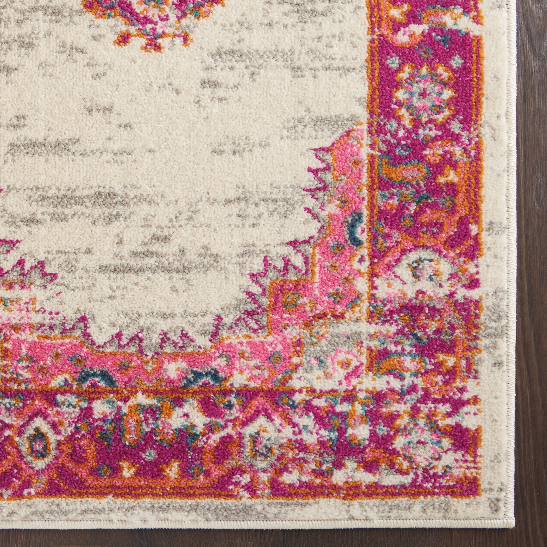 Nourison Passion Bohemian Ivory/Fuchsia 12' x 18' Area Rug, (12x18)