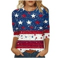 thumbnail image 2 of Cavosen American Flag Shirt Women Petite Independence Day 3/4 Sleeve Crewneck Shirts American Flag Graphic Tops Lady XL 4th of July Casual T Shirts Red White and Blue Tunic Tees Patriotic Outfits, 2 of 5
