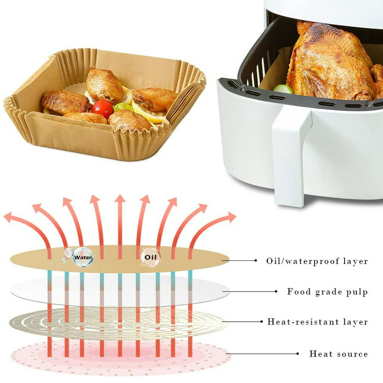 ZIYIXIN Air Fryer Disposable Paper Liner, Non-stick Disposable Air Fryer  Liners Non-Stick Air Fryer Liners, Oil-proof, Water-Proof, Perfect for Air  Fryer Baking Roasting Microwave-Square 6.5x6.5 Inch 