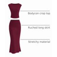 thumbnail image 4 of Conjunto de Falda PRETTYGARDEN Top Corto y Falda Maxi Rojo Vino M, 4 of 9