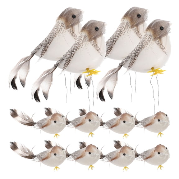 Raindrops Set of 12 Artificial Foam Birds for Decoration, Realistic Simulation Bird Figurines