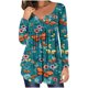 thumbnail image 1 of ICHUANYI Clearance Women Summer Fashion Casual Print Round Neck Loose Long Sleeve T-shirt Tops Blouse Pullover(Green, L) ICHUANYI WER2023081502868, 1 of 5