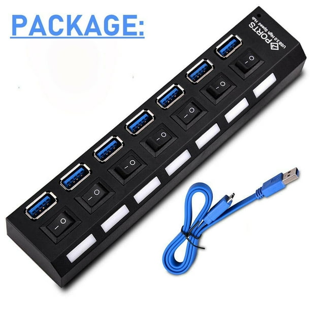 SpeedLink Concentrateur USB 3.0 7X avec Interrupteurs d'Alimentation