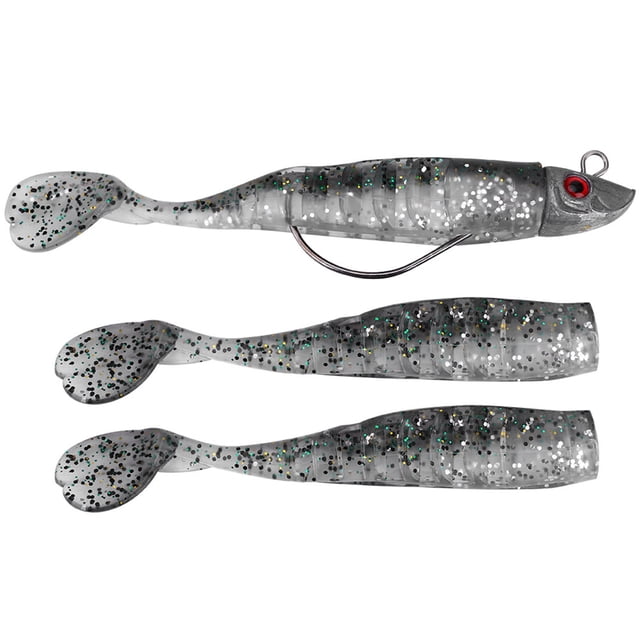 3 uds Jig Head señuelo suave cebo de pesca Artificial de bajura y señuelo para barco (negro)