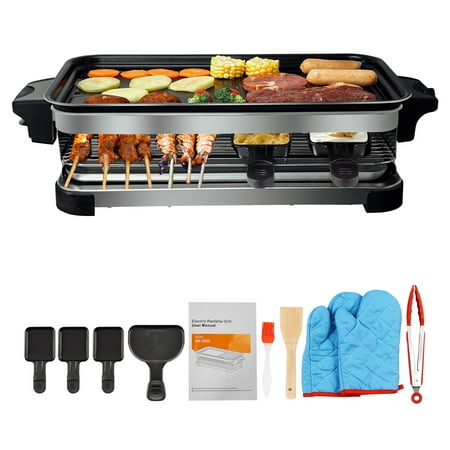 

MILIEN 3-in-1 Electric Griddle 1600W Smokeless Indoor Grill Non-Stick Hot Pot BBQ Grill Combo with 4 Dishes