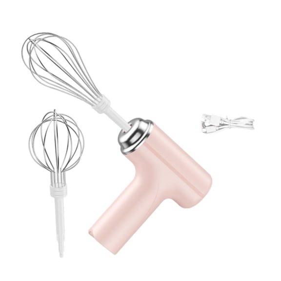 Abbracc Cordless Egg Beater Hand Mixer Handheld Egg Whisk for Baking Beating Kitchen Pink Double Head