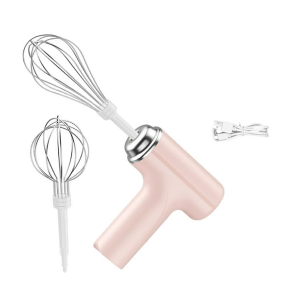 Batidor de huevos inalámbrico, batidor eléctrico de mano para batir, mezclar y remover Cabeza doble rosa