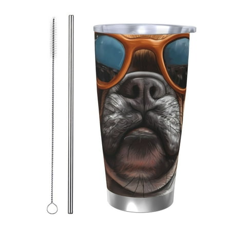 

Coaee French Bulldog In Sunglasses for 20oz Insulated Kettle Water Bottle For Running Hiking Cycling Climbing Men S Woman Insulated Water Bottle-Straw Two-piece Set