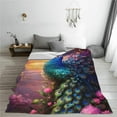 thumbnail image 3 of Peacocks Throw Blankets for Couch & Bed, 80"X60" Fleece Blanket Flannel Blanket Super Soft & Warm Blankets for Fall and Winter Lightweight Fuzzy Cozy Microfiber Blankets for Women, Men, Kids, 3 of 7