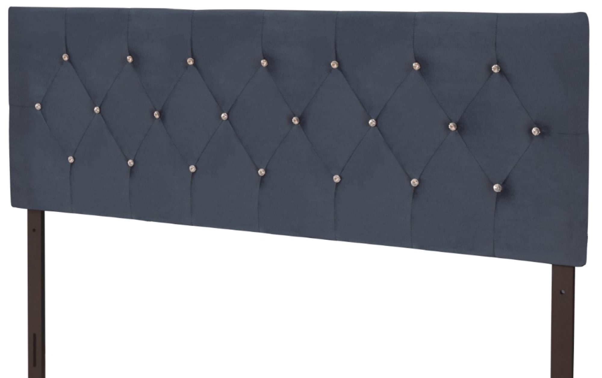 Home Design Concetta King Tufted Upholstered Adjustable Headboard, Blue, Velvet with Diamond Button Tufting, Modern Bedroom Furniture