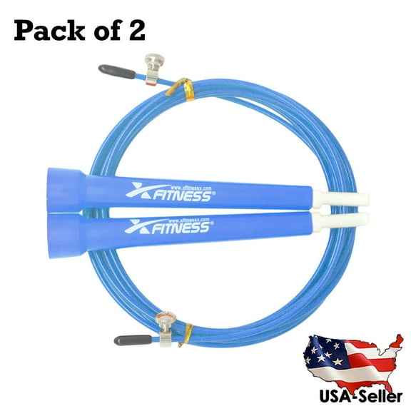 2 Pack Blue Speed Wire Jumprope 10Ft. Fully Adjustable Thin Wire Jumpe Skipping Rope