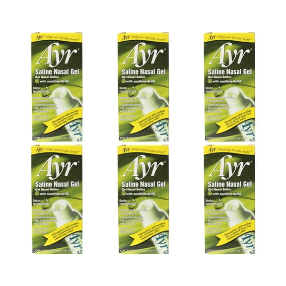 Ayr Saline Nasal Gel, With Soothing Aloe, 0.5 Ounce Tube 6 Pack