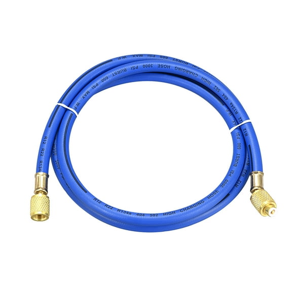Uxcell 1.5m 1/4 SAE Thread Connector 600PSI Refrigeration Charging Hose Tube Blue