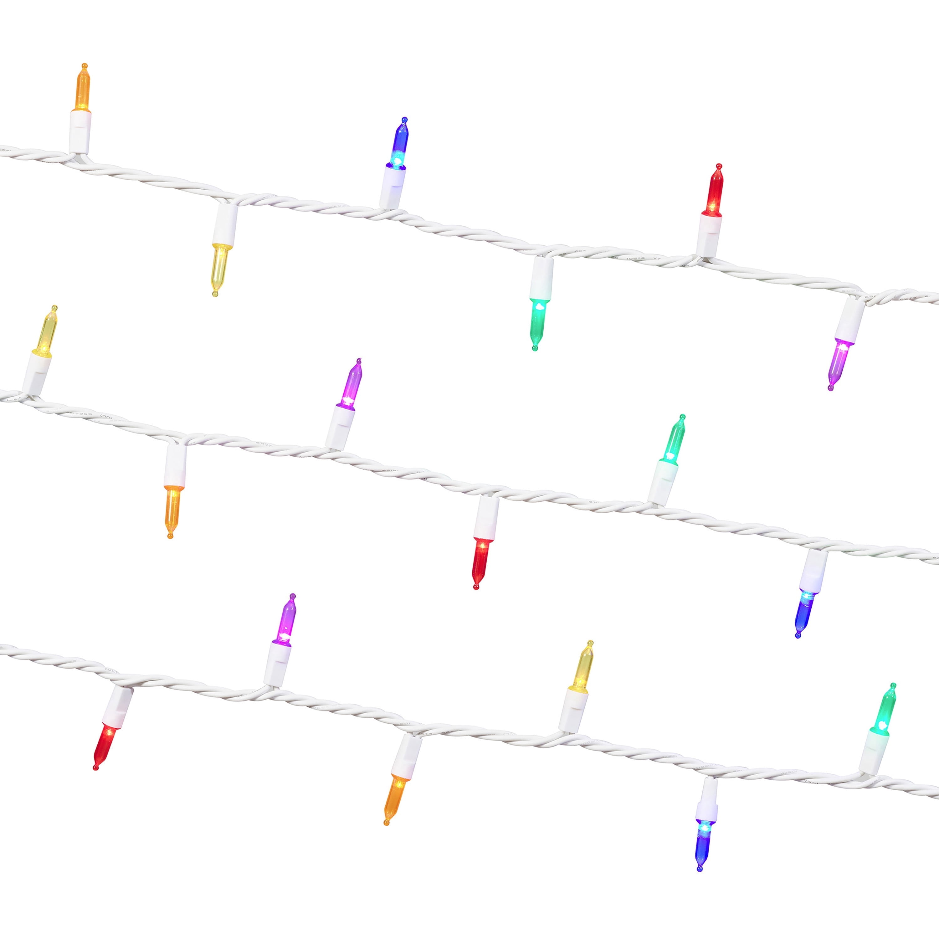 Indoor/Outdoor 100-Count LED Mini Christmas String Lights, Multicolor, White Wire, 19.5', by Holiday Time