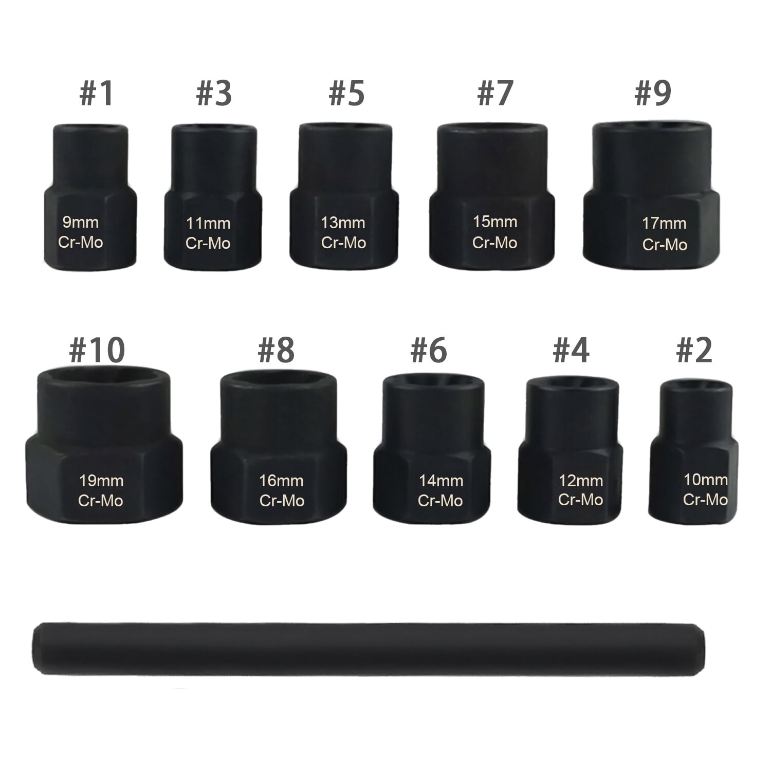 Damaged Lug Nut Lock Remover Twist Socket Set Screw Extractor Tool 9-19mm 11 PCS