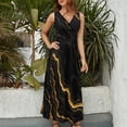 thumbnail image 6 of Black And Gold Marble Texture Dress Summer Street Style Bohemia Long Dresses Female Sleeveless Printed Maxi Dress, 6 of 9