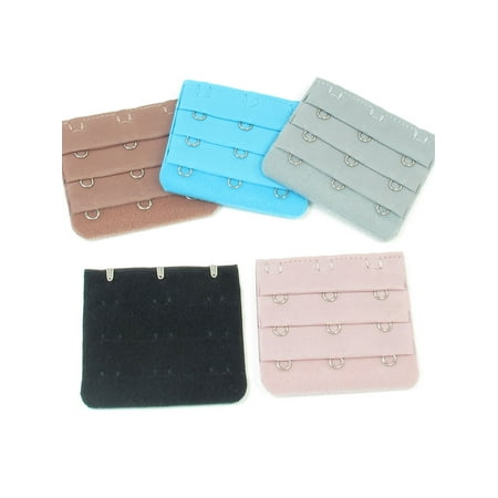 3 Rows Hook and Eye Tape Bra Strap Extender Cyan Black Rose Pink 5 Pcs for Lady