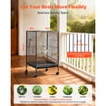 thumbnail image 2 of KFFKFF Bird Cage, 18 x 18 x 30 inch, Open Flat Top Design, Durable Wrought Iron Construction with Perches, Removable Tray, Feeders, and Wheels, Suitable for Parrots, Blue Tits, Cockatiels, Canaries, 2 of 9