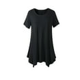 thumbnail image 3 of Plus Size Tops Women Casual Short Sleeve Blouse Asymmetrical Hem Round Neck Comfortable Fit Summer Fall Everyday Wear Solid Color Tee Shirt, 3 of 4