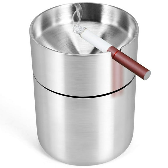 Stainless Steel Car Ashtray Smokeless Auto Cigarette Ashtray Ash Holder Creative Windproof Business Gift Car Car With Lid Ashtray