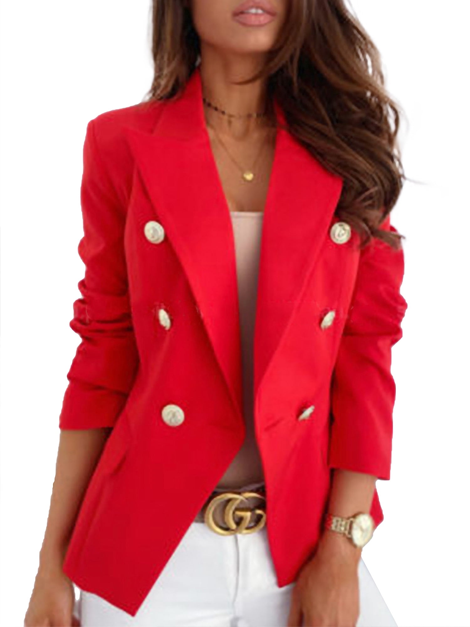 Women's Button Blazer Suit Tops Jacket 