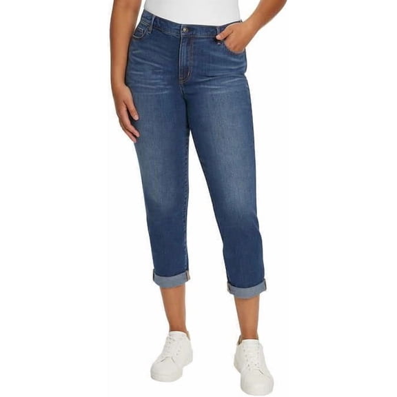 Gloria Vanderbilt Ladies' Cuffed Boyfriend Jeans Mid Rise, Dark Denim, 14