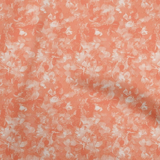 oneOone Cotton Cambric Orange Fabric Abstract Floral Sewing Craft Projects Fabric Prints By Yard 42 Inch Wide