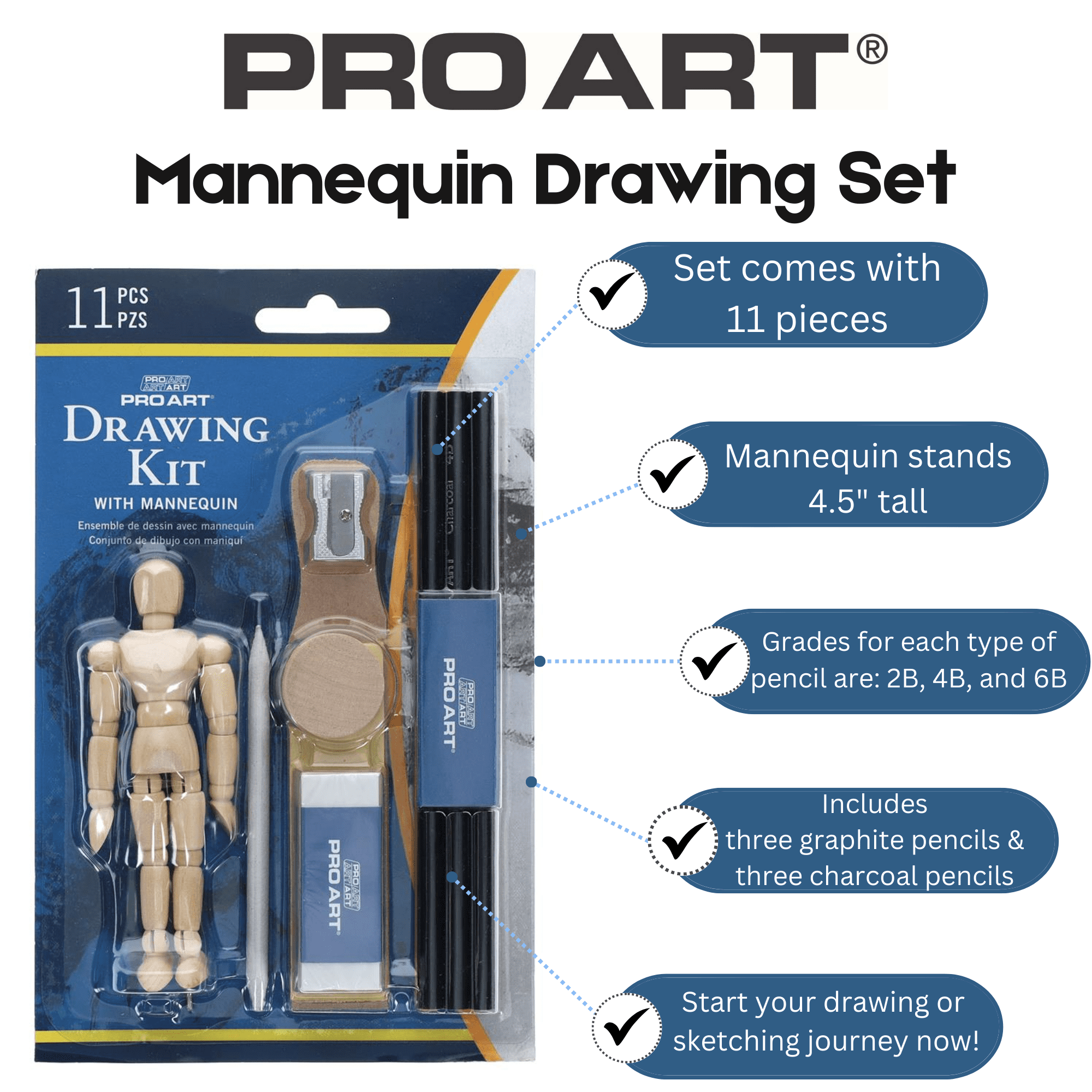 71-Piece Drawing Kit + Art Mannequin