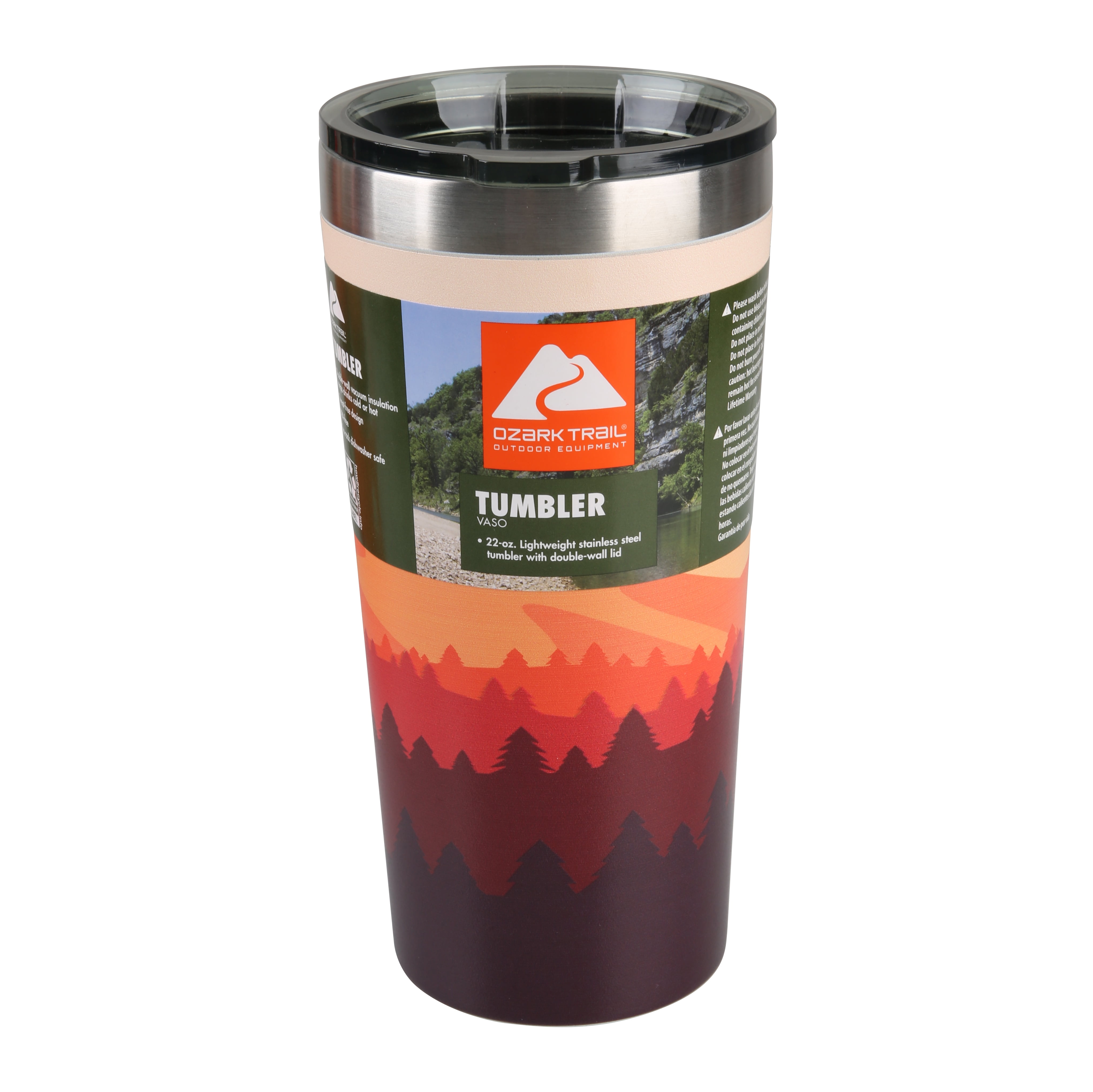 Ozark Trail Double 22oz Wall Vacuum Sealed Stainless Steel Tumbler, Mountainscape