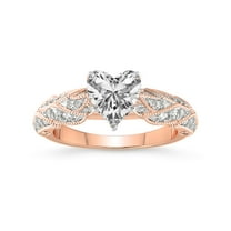 Heart Shape 1 Carat IGI Certified Lab Grown Diamond Ring | 14K Rose Gold | Vintage Willow Lab Diamond Engagement Ring | FG-VS1-VS2 Quality Friendly Diamonds