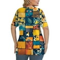 thumbnail image 5 of TQWQT Plus Size Tops for Women Summer Summer Fashion V Neck Criss Cross Short Sleeve Plus Top Floral Print Dressy Casual T Shirts Loose Fit Summer Outfits 3XL, 5 of 6