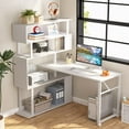 thumbnail image 7 of Tribesigns Rotating Computer Desk with 5 Shelves Bookshelf, Modern L-Shaped Corner Desk with Storage, Reversible Office Desk Study Table Writing Desk on Wheels for Home Office, 7 of 7