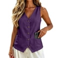 thumbnail image 5 of Gsakboxl Womens Tank Tops 2026 Women Old Money Style Pocket Button Down Cotton Linen Sleeveless Vest Loose Fit Lightweight Breathable Fashion Summer Layering Tank Top Blouse Purple XL, 5 of 7