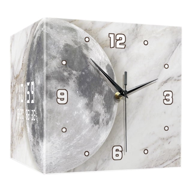 Reloj de pared de esquina acrílico con paisaje lunar, de doble cara, ligero para dormitorio. 26x26x26cm
