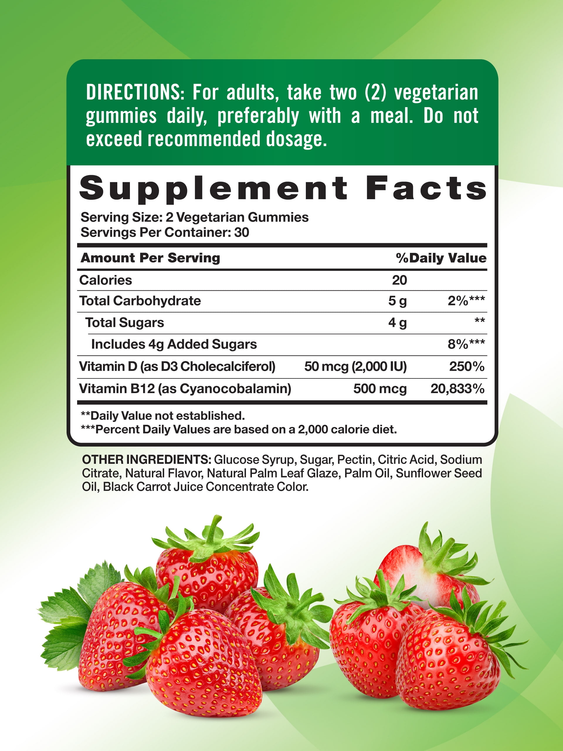 Vitamin D3 and B12 Gummies | 60 Count | Strawberry Flavor | by Nature's Truth