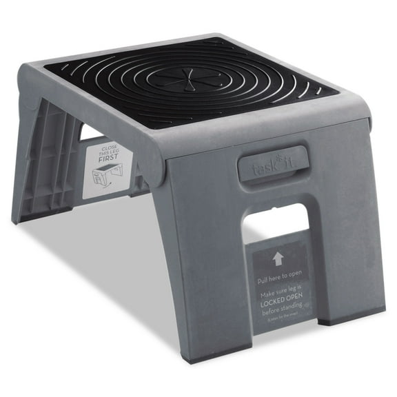 Folding Step Stool, 1-Step, 300 lb Capacity, 14 x 11.25 x 9.75, Slate | Bundle of 2 Each