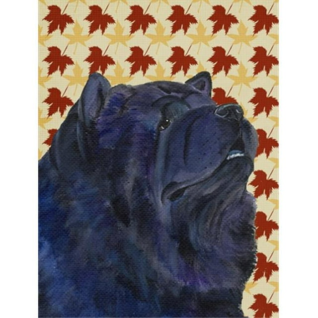 15 x 15 Po. Chow Chow Drapeau Portrait Feuilles d'Automne Taille Jardin