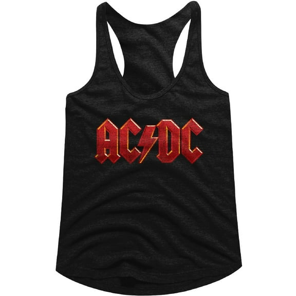 AC/DC Hard Rock Band Music Group Red Distressed Logo Womens Tank Top Tee