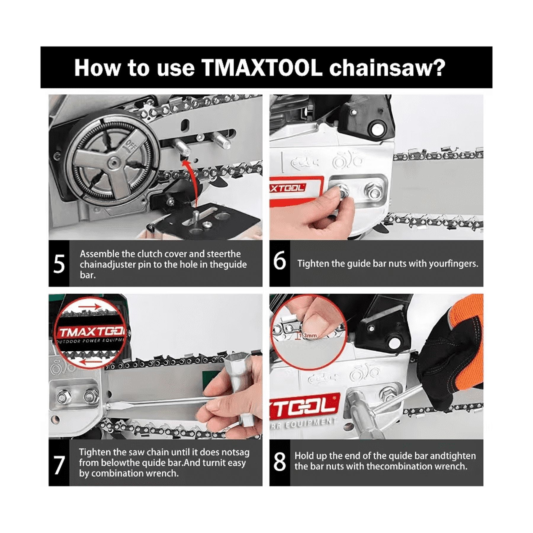62cc Powerful 20 inch +16 inch Gas Chainsaw with 2 Stroke Perfect for Pruning, Limbing, and Sawmill Operations,black