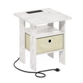 thumbnail image 5 of Furinno Andrey Side Table, Charging Station End Table with Storage Bin, Night Stand, Bedside Table with USB and Type-C Charging Port, for Living Room, Bedroom, Light Marble/Ivory, 5 of 5
