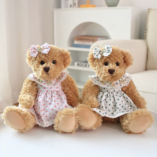 2pcs/lot Kawaii Couple Teddy Bear Peluche Toys Adorable Dress Bear Dolls Stuffed Soft Toy for Girls For Baby Girlfriend Gifts3 Deng Xun unisex