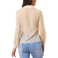 thumbnail image 3 of Allegra K Women's Mesh Sheer Tops Point Collar Long Sleeve Button Down Shirt, 3 of 6