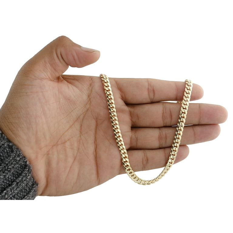 10K Yellow Gold Semi Hollow 6 MM Miami Cuban Link Necklace Chain 26 inch Walmart