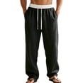 thumbnail image 4 of Tsivenald Work Pants for Men Elastic Drawstring Waist Lightweight Breathable Fabric Loose Fit Summer Beach Trousers, 4 of 9