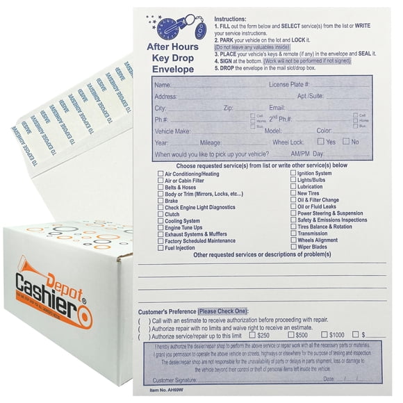 500 Cashier Depot - Enveloppes de Dépôt de Clés après les Heures d'Ouverture AH69W, 6 Pouces x 9 Pouces, Papier Blanc 28lb, Ouverture avec Peler et Sceller – Enveloppes de Service de Dépôt Nocturne