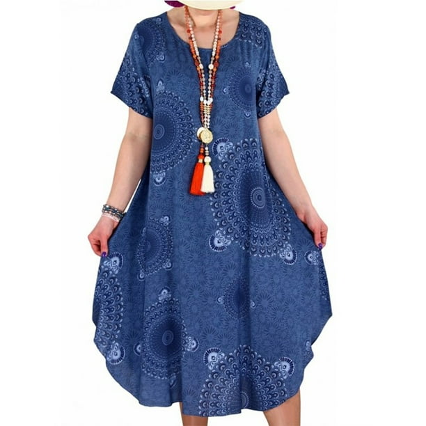 LALLC - Plus Size Women Short Sleeve Floral Mini Dress - Walmart.com ...