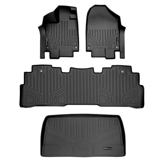 SMARTLINER Custom Fit Floor Mats 2 Rows and Cargo Liner Behind 3rd Row Set Black Compatible With 2018-2022 Honda Odyssey