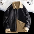 thumbnail image 5 of Mens Autumn And Winter Lapel Double Pocket Jacket Colorblocking Suede Long Sleeve Hoodless Cardigan Zipper Jacket, 5 of 9