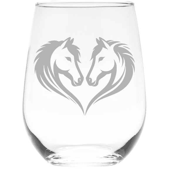 C&M Personal Gifts 17 oz Equine Heart Horse Stemless Wine Glass